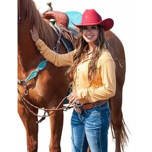NEW COWGIRL TUFF long sleeve pullover shirt in heather gold